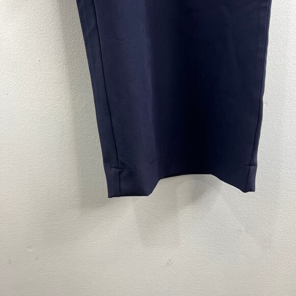 Wardrobe Navy Blue Wide Leg Cropped Pants Stretch Button Tab Accent Size 26/8 - Picture 3 of 7